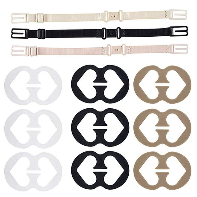 Bra Strap Clips, 9 Bra Clips and Bra Straps Holder Women’s Black,White