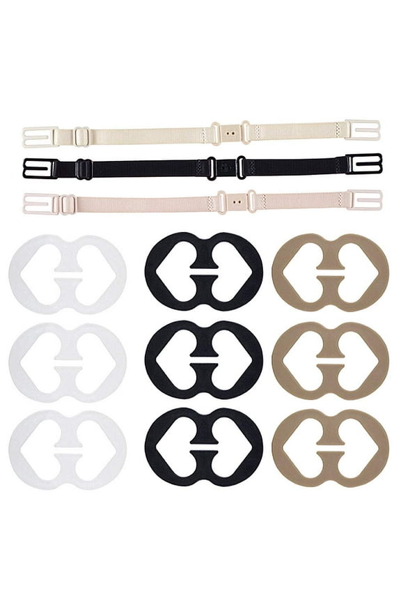 Bra Strap Clips, 9 Bra Clips and Bra Straps Holder Womens Black,White,Beige for Full Cup Size