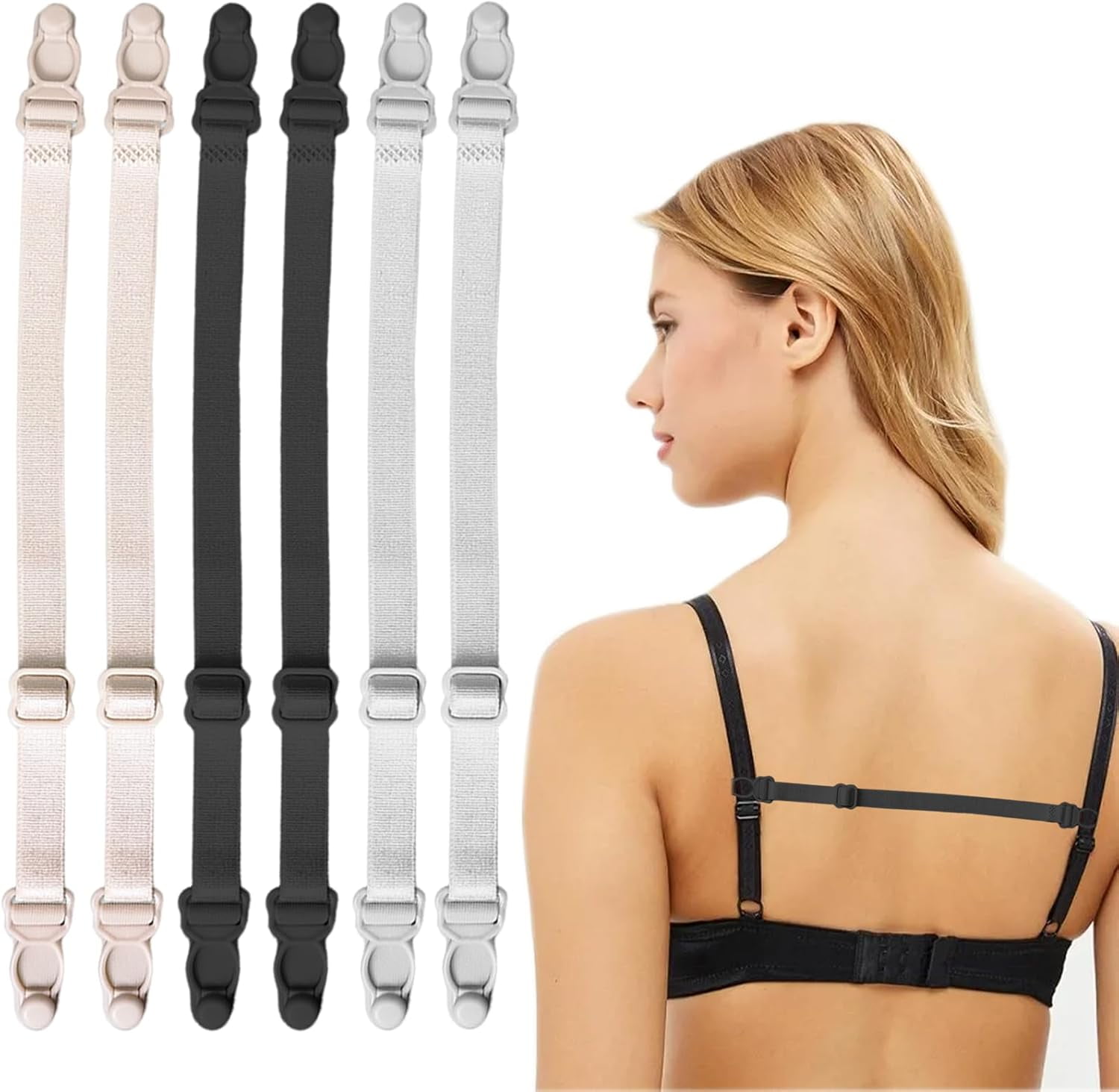 8-Pack Racer Back Bra Strap Converters - Cleavage Enhancer Clips, Multipack