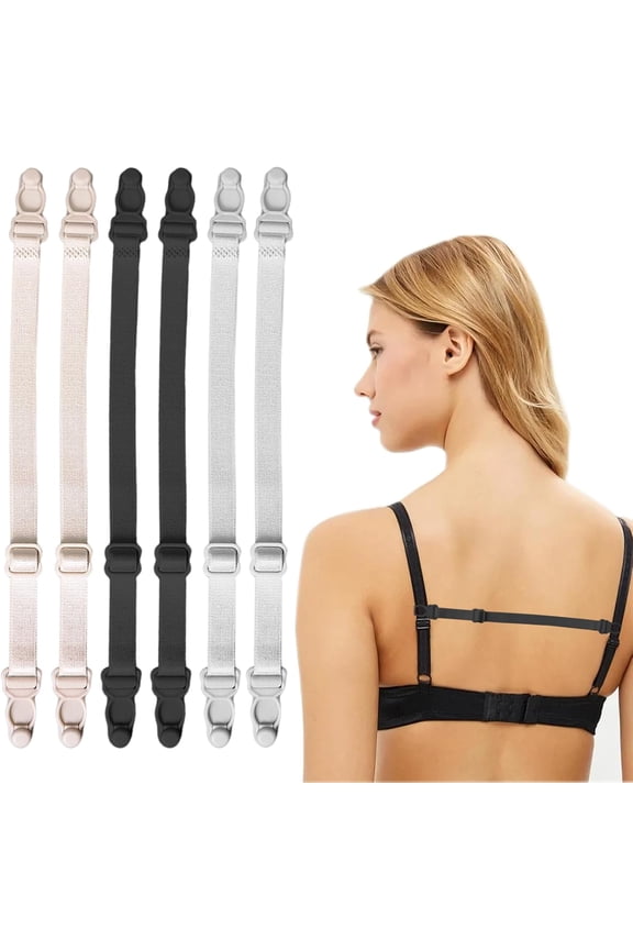 Bra Strap Holder 6 Pcs Adjustable Bra Strap Clips Racer Back Bra Clip Bra Clips For Racer Back Bra Strap Retainers Bra Clips For Preventing Bra Straps From Slipping (Black Beige White)