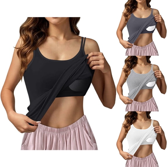 Bra Tank Tops for Women , Yoga Tank Tops for Women , Workout Tank Top with Built In Bra Women's Solid Sleeveless Tank Top Casual For Spring And Summer