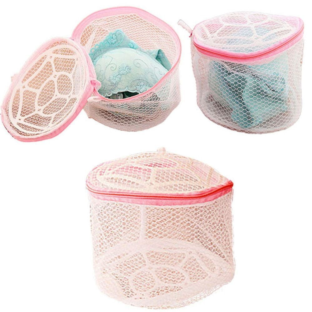 Frogued Bra Washing Bag Cylinder Breathable Polyester Safety Protection  Mesh Underwear Laundry Bag Household Supplies (A,18cm) 