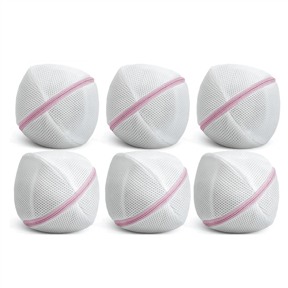 Bra Washing Bag for Laundry Mesh Wash Bra Underwear Brassiere Washing Bags with Zipper for Women Laundry Storage,6 * Bra Washing Bag,White & Pink