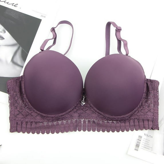 Bra for Women, Xunlbb Plus Size Women's Solid Color Bra With Large Chest And Steel Ring Plus Size Lingerie Sexy Gathering Bra Lingerie(Purple,XXXL)
