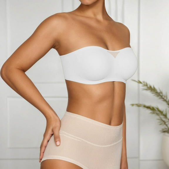 Bra Women'S Strapless Bra Summer Lightweight Seamless Comfortable Support Push Up Bust Bralette Beige S