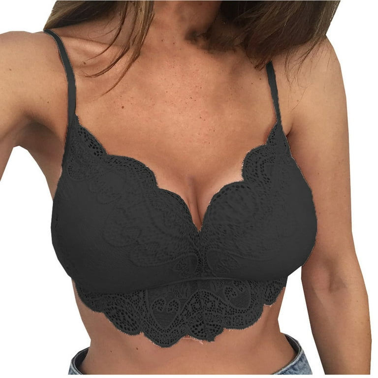 Womens Lace Bra Tank Sexy Lingerie Deep V Underwire Push Up