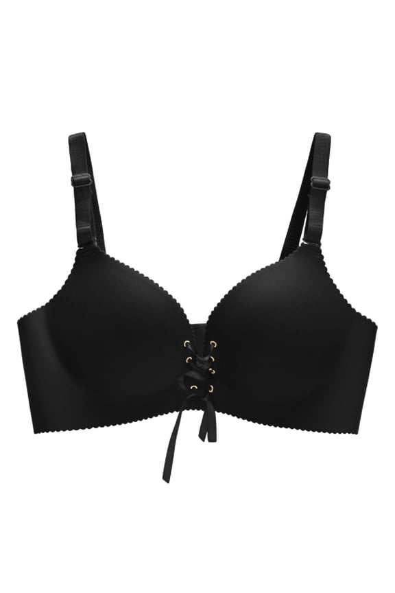 Bra Women’s Comfortable Breathable Lace Smooth Wireless Adjustable Support Soft Converged Design for Everyday Wear Black 70
