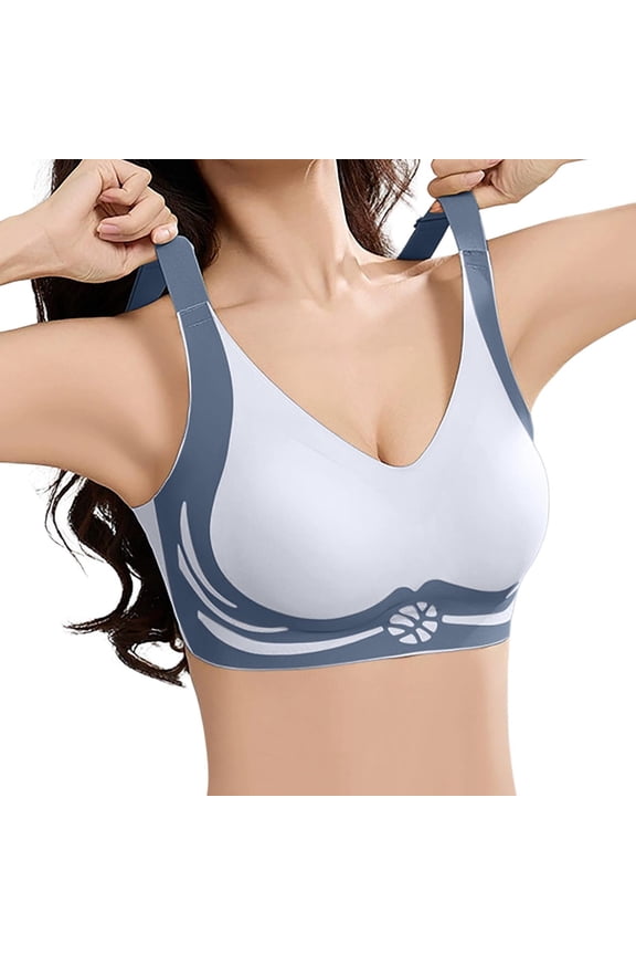 Bra Womens Seamless Push Up Underwire Sports Bra for Comfortable Close Bust Support Blue M