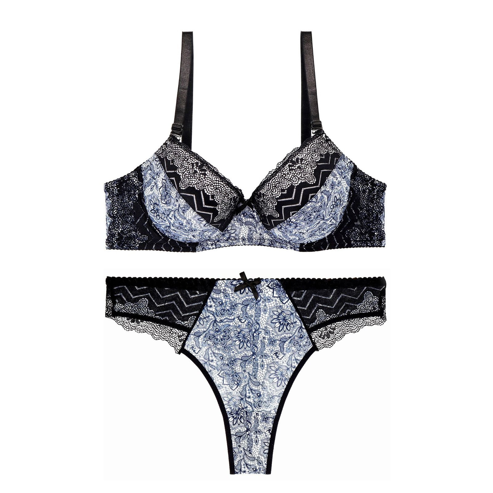 Bra and Knicker Sets Through Lingerie for Women 2 Piece Womens Printed ...