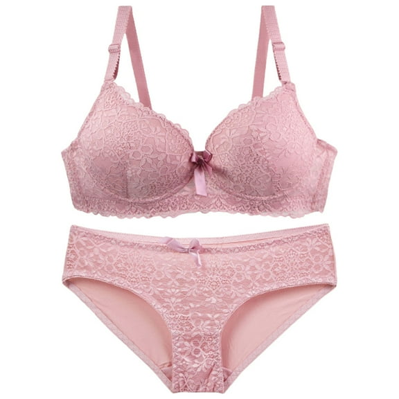 Bra and Panty Set, Prolriy 2 Piece Underwear Set for Women Bras and Regular Fit Comfort Padded Bra and Panty Wireless Bralette Bras for Women Red 85C