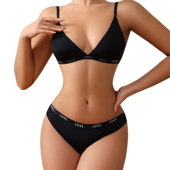 Bra and Panty Sets for Women Seamless Bralettes Lingerie Sexy Sets Comfortable Sports V Neck Bras Panty Thongs Sets