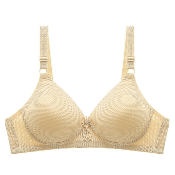 Bra for Women No Wire Gathering Bras Solid Medium Cup Lifting Bralettes