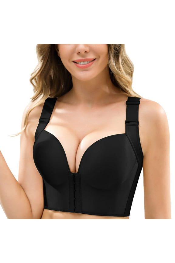 Bra for Women Front Closure&Wide Straps Longline Cup Full Coverage Push Up Bra