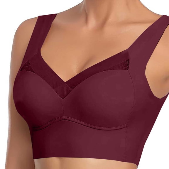 Bra for Women Strapless Lace Tank Top with Lightweight Support and Adjustable Side Gather for Comfortable All-Day Wear Red L