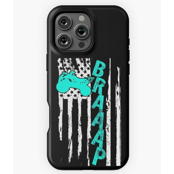 Braaap 4 Wheeler ATV Vintage USA Flag Phone Case for iPhone 16 15 14 13 12 11 Pro Max - Creative Art