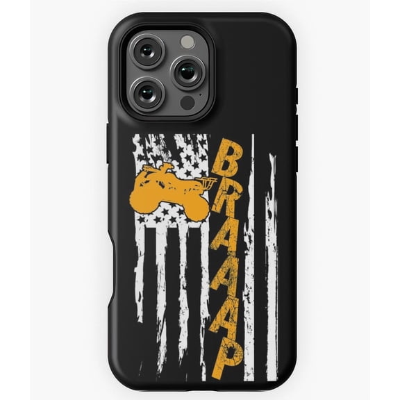 Braaap 4 Wheeler ATV Vintage USA Flag Phone Case for iPhone 16 15 14 13 12 11 Pro Max - Stylish Modern Phone M97