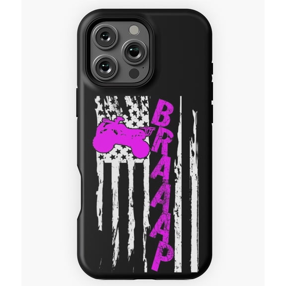 Braaap 4 Wheeler ATV Vintage USA Flag Phone Case for iPhone 16 15 14 13 12 11 Pro Max - Unique Design Phone M97