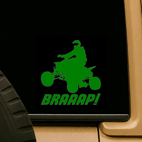 Braaap ATV Rider Offroad Quad Biking Extreme Sports Decal Decal Green