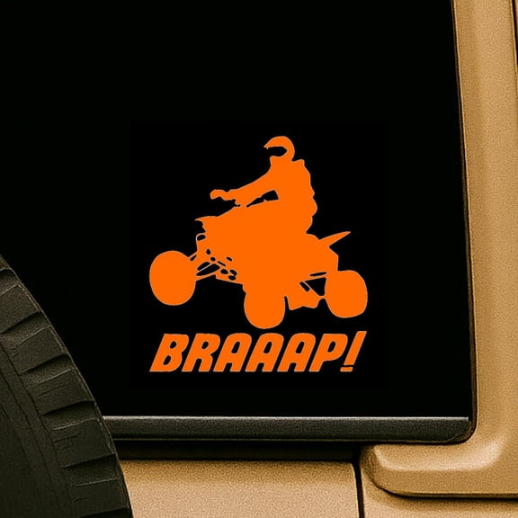 Braaap ATV Rider Offroad Quad Biking Extreme Sports Decal Decal Orange
