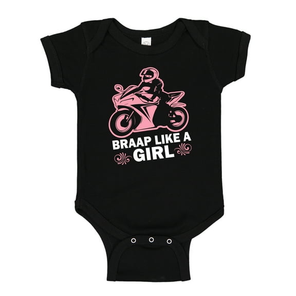 Braap Like A Girl Baby Bodysuit One Piece 12 mo Black