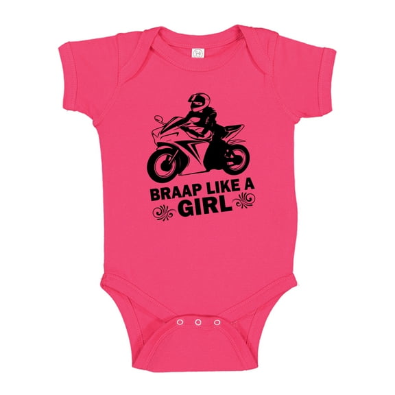 Braap Like A Girl Baby Bodysuit One Piece 6 mo Cyber Pink