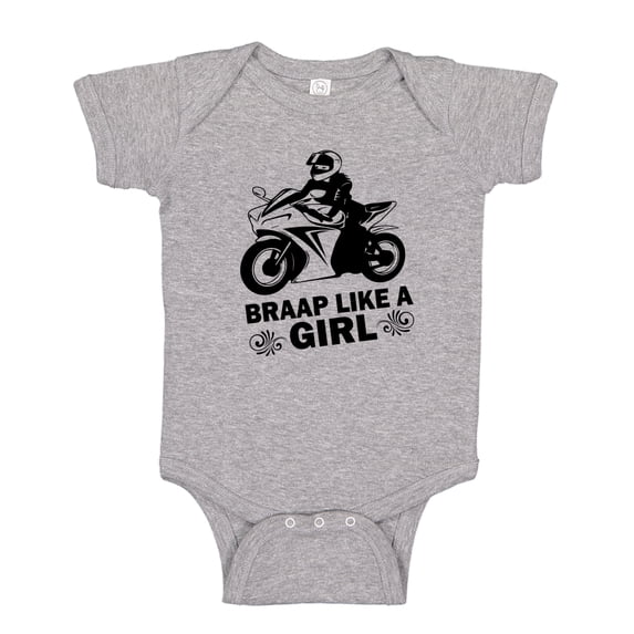 Braap Like A Girl Baby Bodysuit One Piece NB Athletic Heather