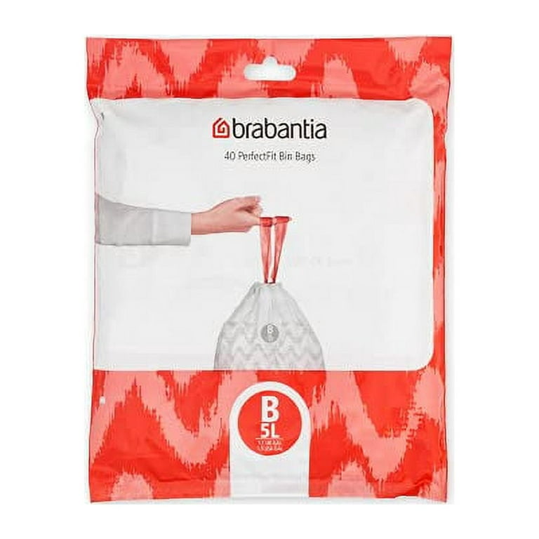 Brabantia PerfectFit Trash Bags (Size G / 6-8 Gallon) Thick Plastic Trash  Can Liners with Tie Tape Drawstring Handles (20 Bags)