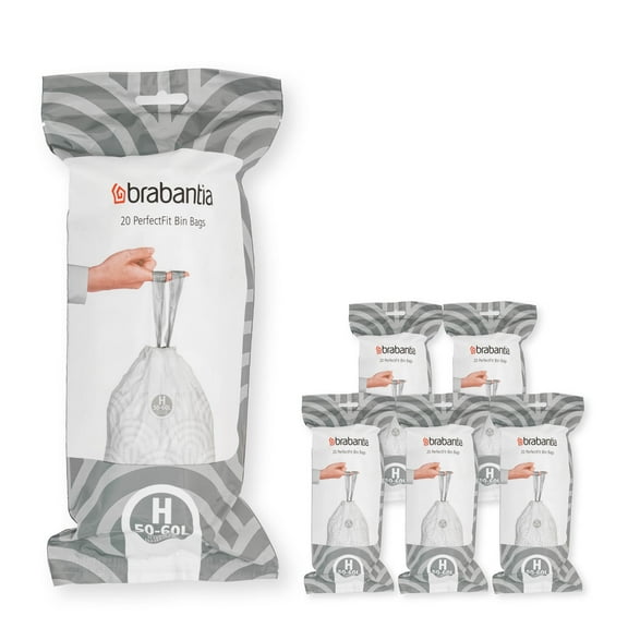 Brabantia PerfectFit Trash Bags, Code H, 13.2-16 gallon (50-60L) - 120 Count
