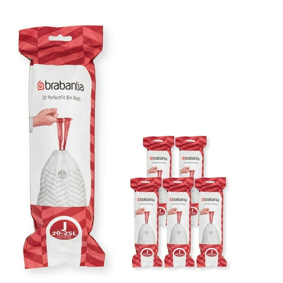 Brabantia PerfectFit Trash Bags, Code J, 5.3-6.6 gallon - 120 Count