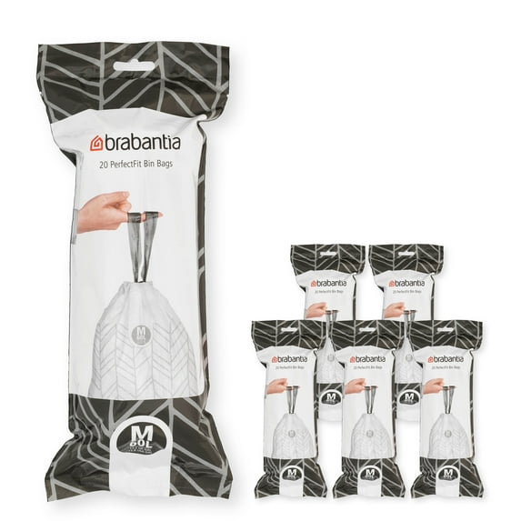 Brabantia PerfectFit Trash Bags, Code M, 16 gallon (60L), 120 Count