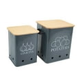 thumbnail image 1 of Brabtod 2 Pack Kitchen Storage Container,Potato Onion Storage Canister,Metal Vegetable Fresh Keeper Caddy,Kitchen Pantry Organizer Jars with Bamboo Lid and Aerating Holes,Gray, 1 of 6