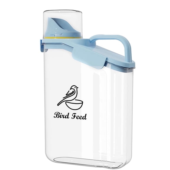 Brabtod Airtight Pet Food Storage Container,Bird Seed Storage Container Portable 2-3 Lbs Clear Plastic with Measuring Cup,Bird Seed Dispenser for Storing Sunflower Seed|Squirrel proof