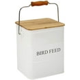 thumbnail image 1 of Brabtod Seed Storage Container & Pet Food Storage Container Airtight Metal Food Tin with Wooden Lid, Handle & Scoop, Holds 5-6 lbs, Ideal for Bird Seed, Dog & Cat Food Storage, 1 of 7