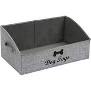 Brabtod Dog Toy Basket and Dog Toy Box, Linen-Cotton Blend Dog Toy Basket Storage - Perfect for Organizing Pet Toys, Blankets, Leashes, Chew Toys - Snow Grey