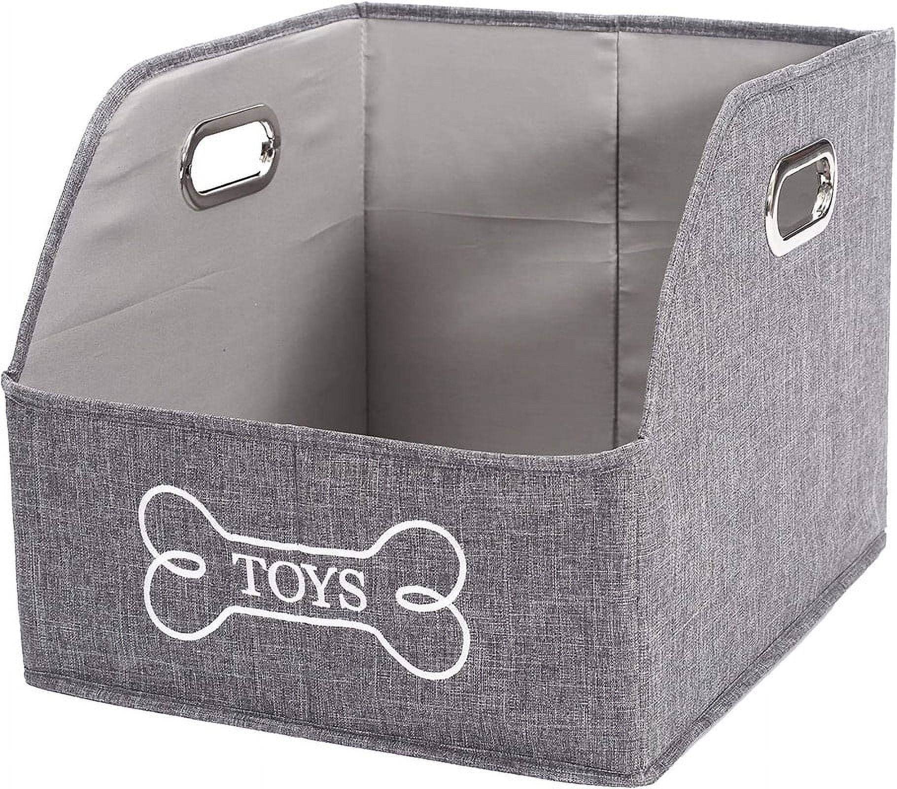 Wood Toy Storage Bin, Dog Toy Basket, Dog Toy Storage Box, Large Dog Stuff  Organizer with Handle, Dog Toy Bin with Chalkboard and Marker, Toy Storage