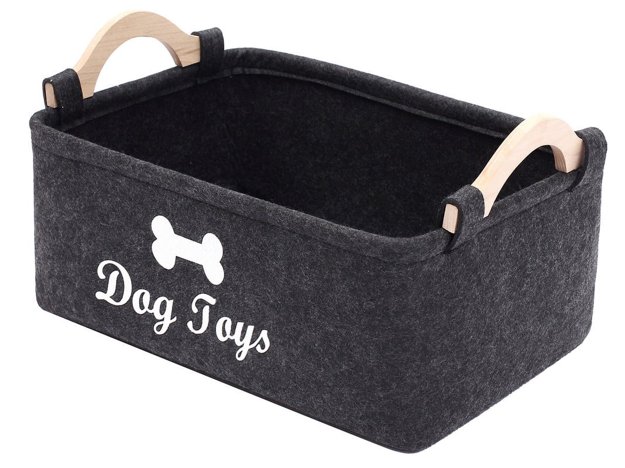 Brabtod Dog Toys Storage Bins with Wooden Handle,Pet Supplies Storage