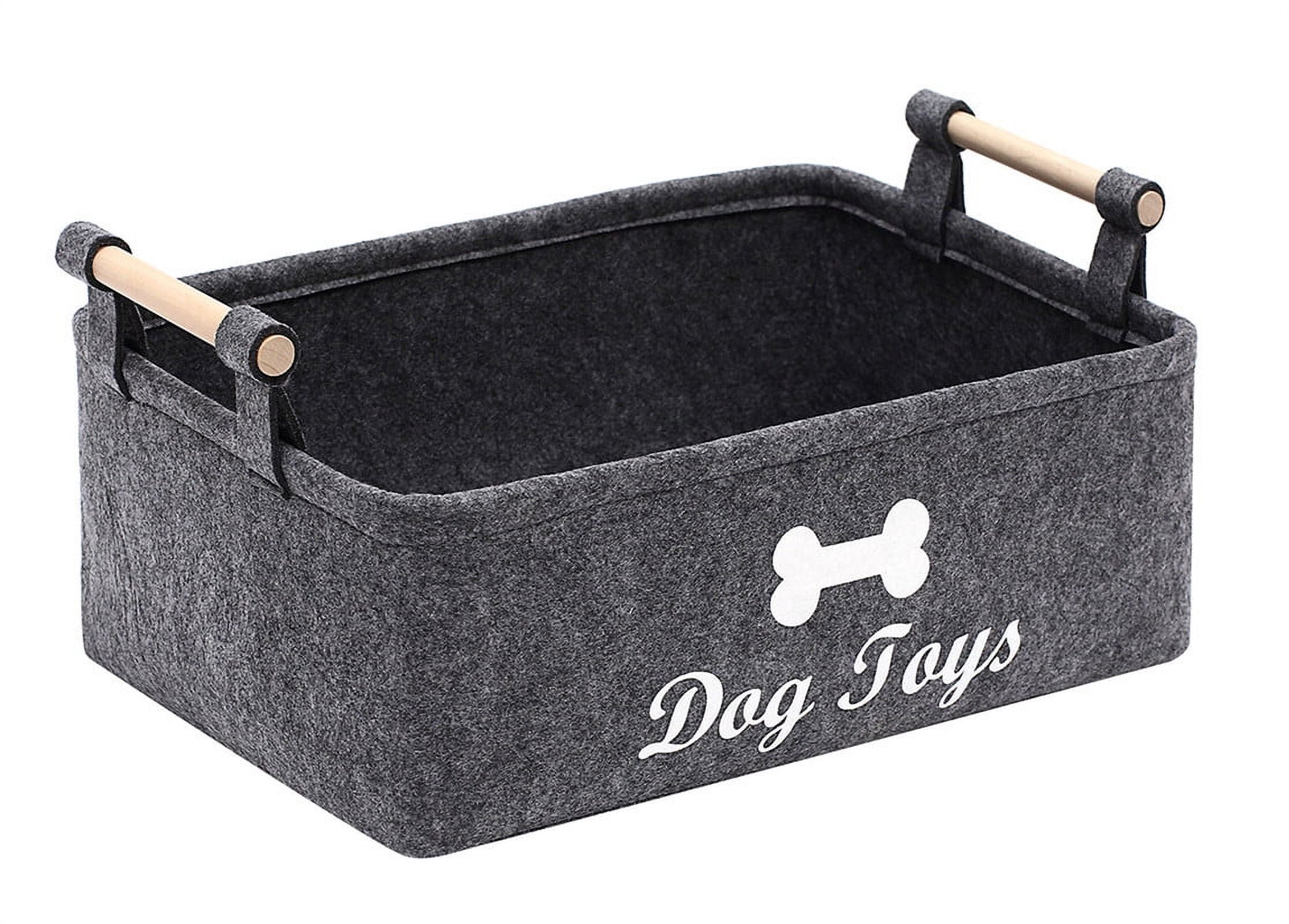 Brabtod Felt Pet Toy Basket and Dog Toy Box Storage Basket Chest