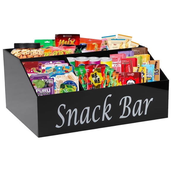 Pethiy Snack Organizer for Countertop, 4-Compartment Acrylic Countertop Snack Organizer, Snack Storage Containers Snack Holder for Kitchen Cabinet Pantry Organizer and Storage, Snack Bar Station