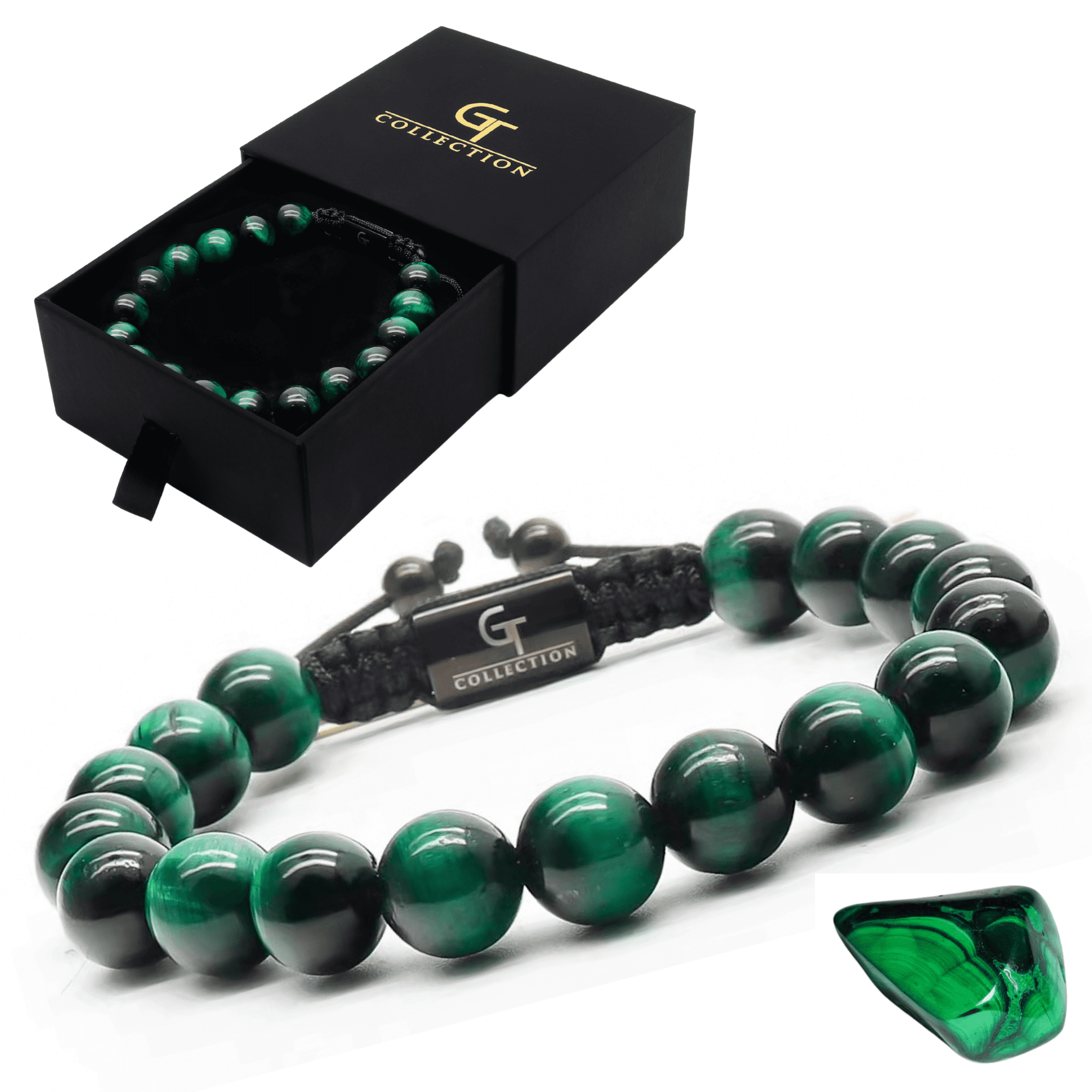 Men's GREEN TIGER EYE Beaded Bracelet | Gift for Men | One Size Fits All | 100% Natural | Gemstone Adjustable Bracelet