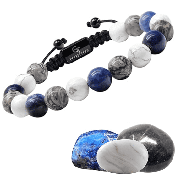 Men's Sodalite, Howlite, Jasper Beaded Bracelet | Gift for Men | One Size Fits All | 100% Natural | Gemstone Adjustable Bracelet