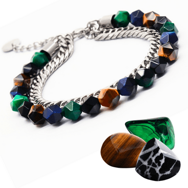 Men's MIXED TIGER EYE Faceted Bracelet | Gift for Men | One Size Fits All | Used for Its Grounding Effects | 100% Natural | Adjustable Bracelet for Men with Gemstones