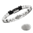 thumbnail image 1 of Men's HOWLITE Bracelet with Silver HAMSA Hand | Gift for Men | One Size Fits All | 100% Natural | Gemstone Adjustable Bracelet, 1 of 13