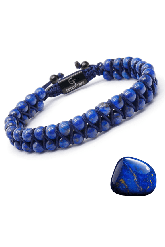 Men's LAPIS LAZULI Double Bead Bracelet