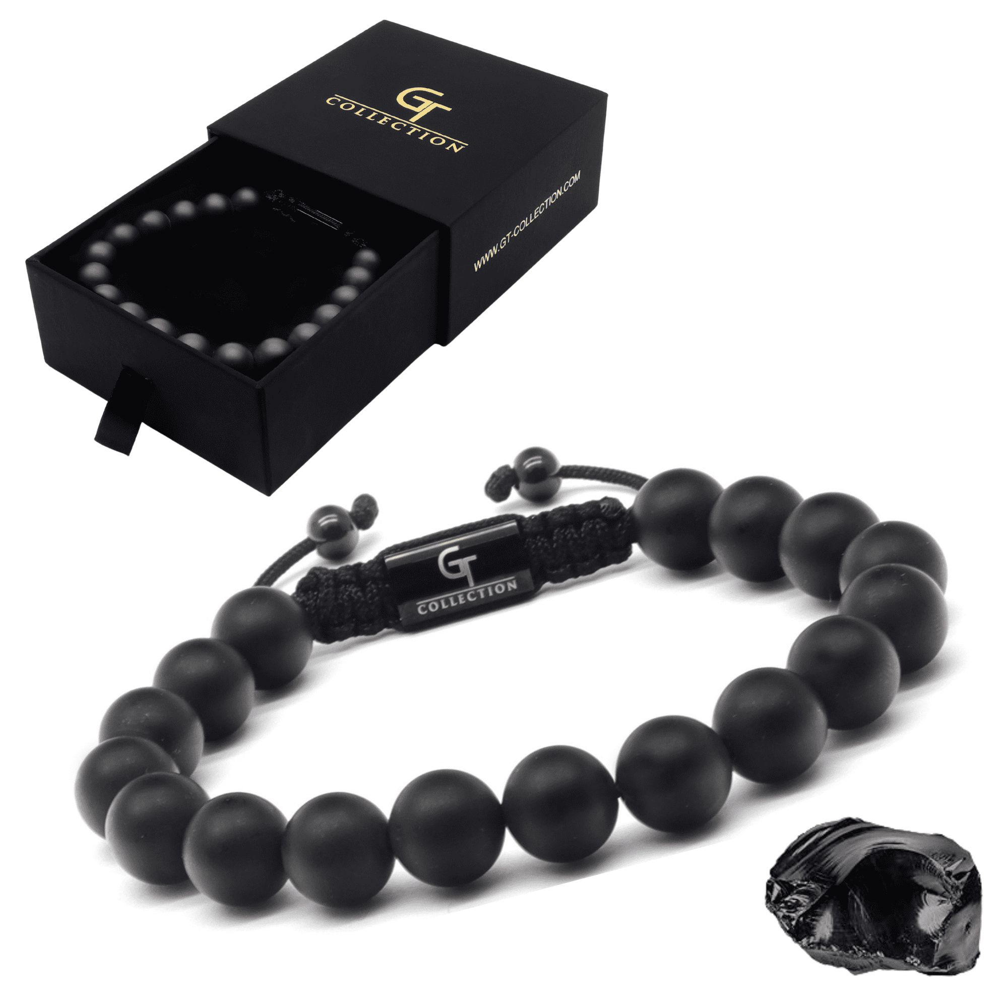 Men's BLACK ONYX Beaded Bracelet | Gift for Men | One Size Fits All | 100% Natural | Gemstone Adjustable Bracelet