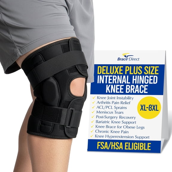 Brace Direct Deluxe Plus Size Internal Hinged Knee Brace | Adjustable ROM Support for Bariatric Patients Up to 8XL