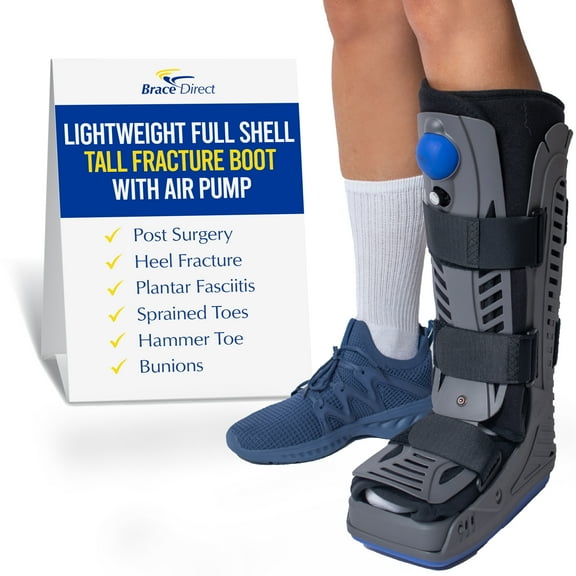 Brace Direct Lightweight Medical Full Shell Walking Boot - Tall Walking Boot With Air Pump
