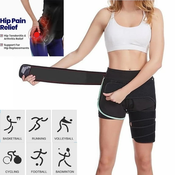 Hip Brace, Thigh Hip Support Brace Groin Compression Wrap, Men and Women Adjustable Groin Stabilizer and Brace for Sciatica Pain Relief, Suppor & Groin Wrap Brace Pulled