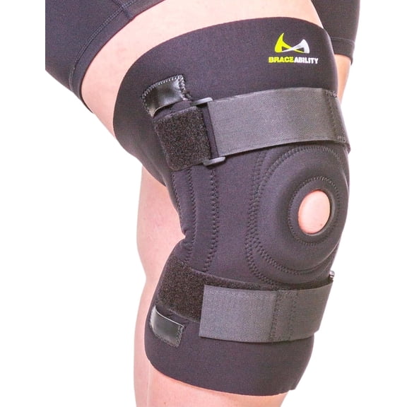 BraceAbility Plus Size Orthopedic Knee Brace with Side Stabilizers for Knee Pain and Instability 3XL