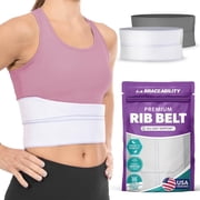 BraceAbility Adjustable Compression Rib Support Wrap, White, Universal Female