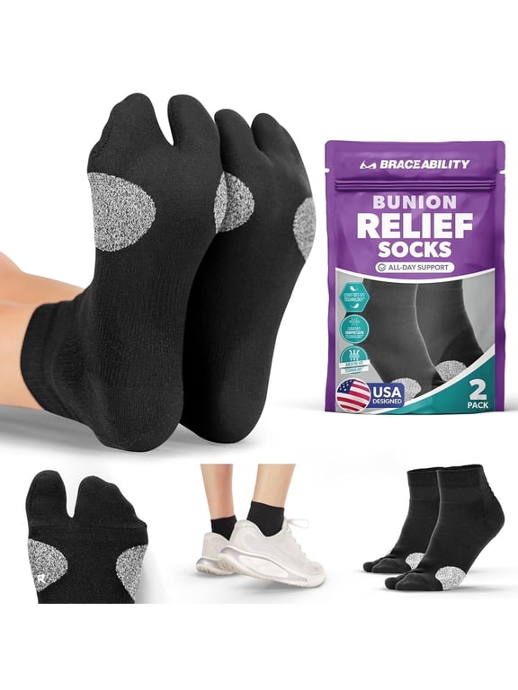 Bunion Relief Socks, Split Toe Compression for Bunion Pain Relief and Toe Alignment, 1 Pair, Medium